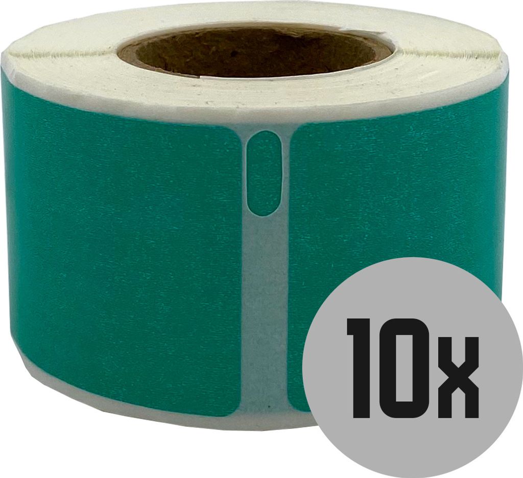 DULA Etiketten - Kompatibel mit Dymo Compatible labels - Groen - 99010 - S0722370 - Adresetiketten - 10 rollen - 28 x 89 mm - 130 labels per rol