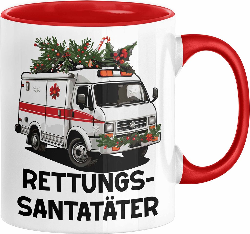 Rettungssanitäter Tasse Geschenk Rettungssantatäter Spruch Notarzt Geschenkidee Kaffee-Becher (Rot)