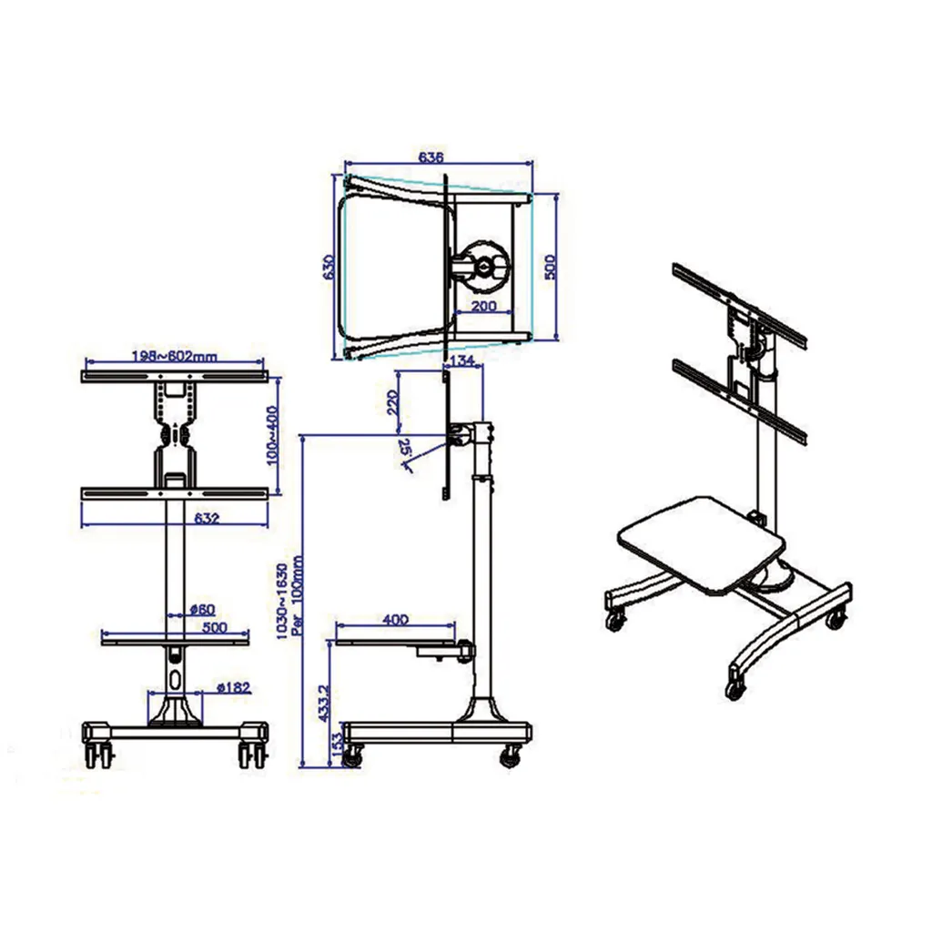 Support TV roulettes 35kg max meuble écran LCD inclinable - 2