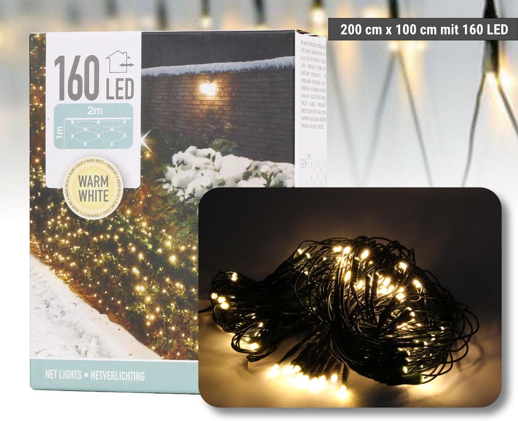 LED Lichtervorhang Lichternetz Lichtnetz Vorhang IP44 Outdoor warmweiß 2m x 1,0m