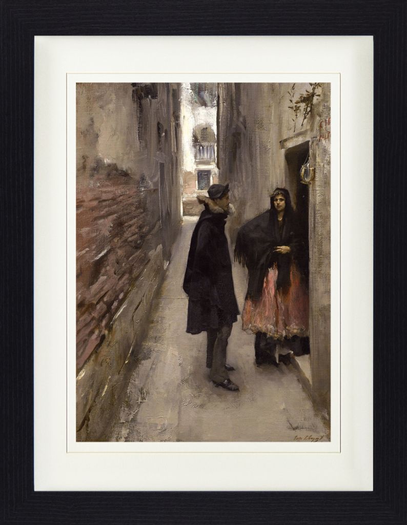 John Singer Sargent Gerahmtes Bild Mit Edlem Passepartout | Wand-Bilder | Im Bilderrahmen - Straße In Venedig, 1882 (40 x 30 cm)