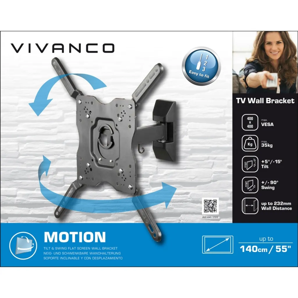 Vivanco BMO 6040 Staffa TV 55 Pollici Full Motion | Supporto Parete Nero - 5