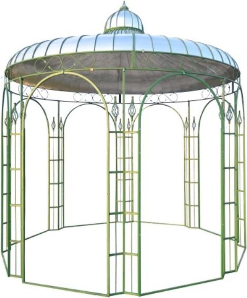 Casa Padrino Gartenpavillon Ø 325 x H. 350 cm, Farbe Grün, Pavillon aus Schmiedeeisen mit verzinktem Blechdach, Farbe:grün