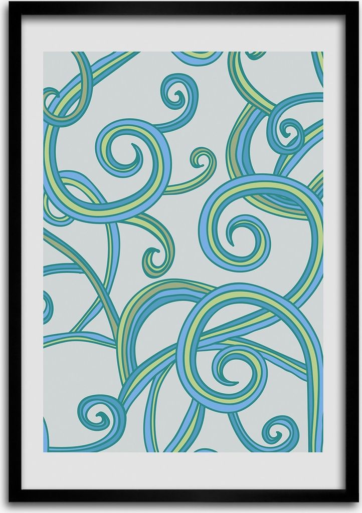 Bild - Bilderrahmen - 50 cm x 70 cm - MDF - Rahmen - Wandkunst Abstrakte Spiralen