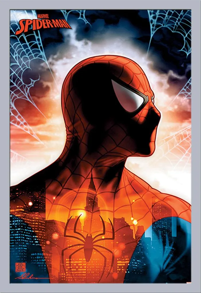 Poster Spider-Man Protector Of The City avec Cadre Argenté Shinsuke Maxi