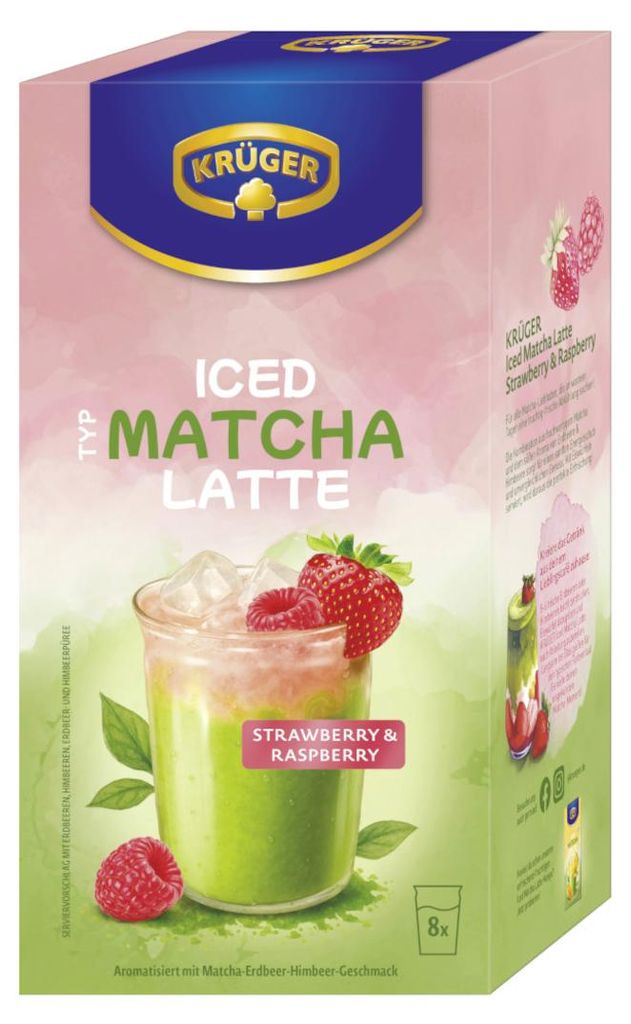 Krüger Iced Typ Matcha Latte Strawberry Raspberry 8er Packung 160g
