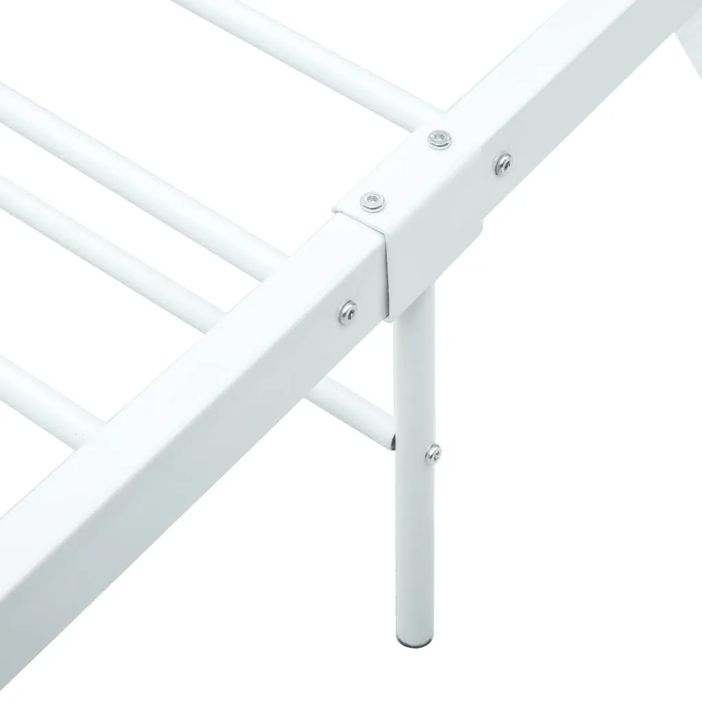 Lit double 140x200 cm en métal blanc design avec structure stable