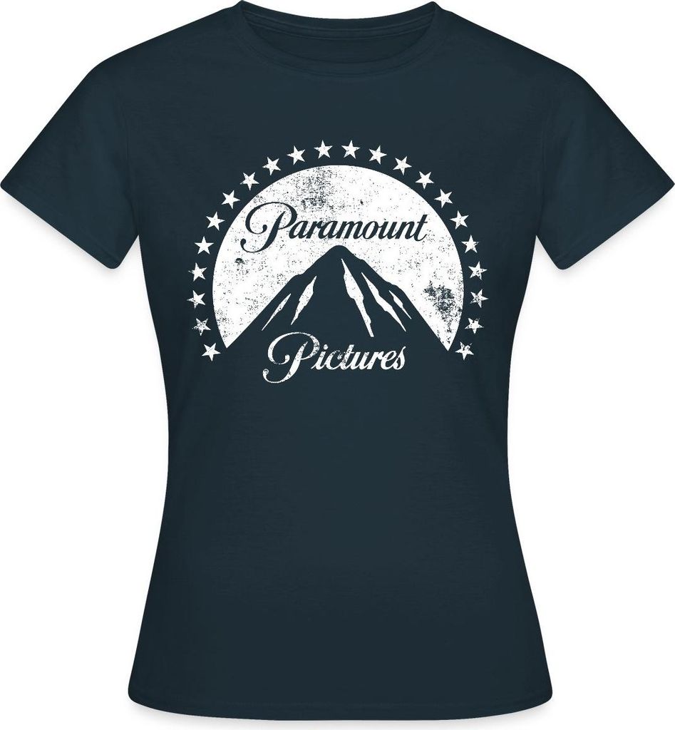 Spreadshirt Paramount Pictures Weißes Logo Im Vintage-Stil Frauen T-Shirt, M, Navy