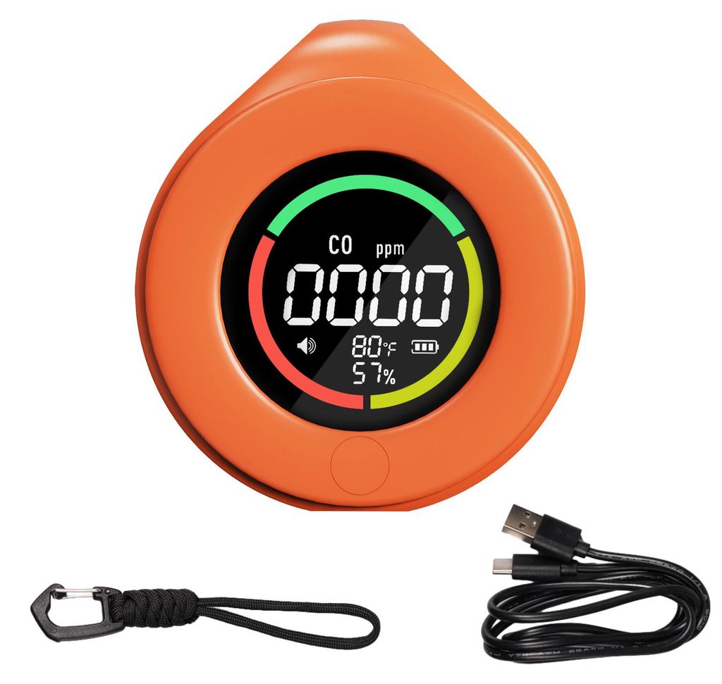 Tragbarer CO2 Melder mit Vollfarb-LCD-Display – Mini CO2 Messgerät mit Kontrollleuchte, Alarm und automatischer Kalibrierung für Zuhause, Büro...