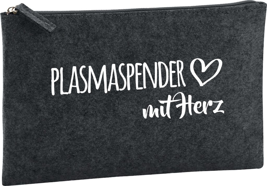 Huuraa Kulturbeutel Plasmaspender mit Herz 1 Liter Charcoal Filz Kosmetiktasche Geschenkidee