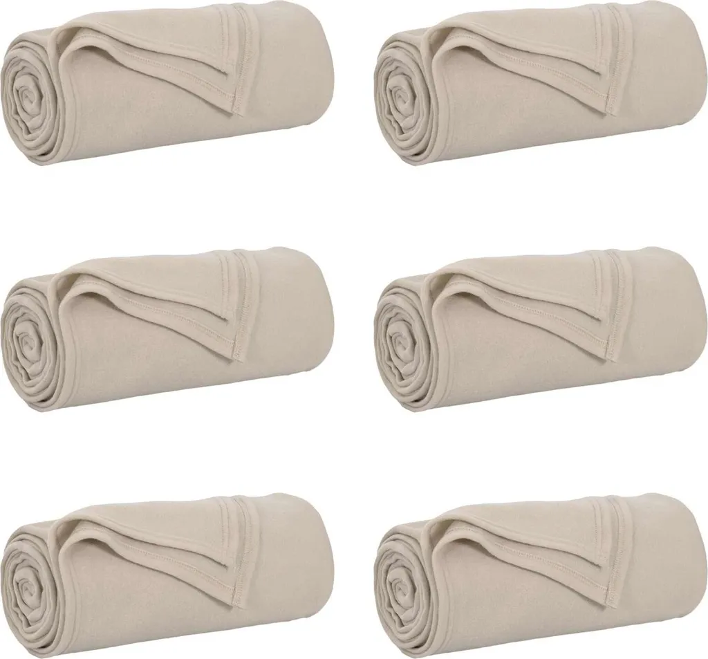 vidaXL Coperte 6 pezzi Beige 170 x 130 cm Pile