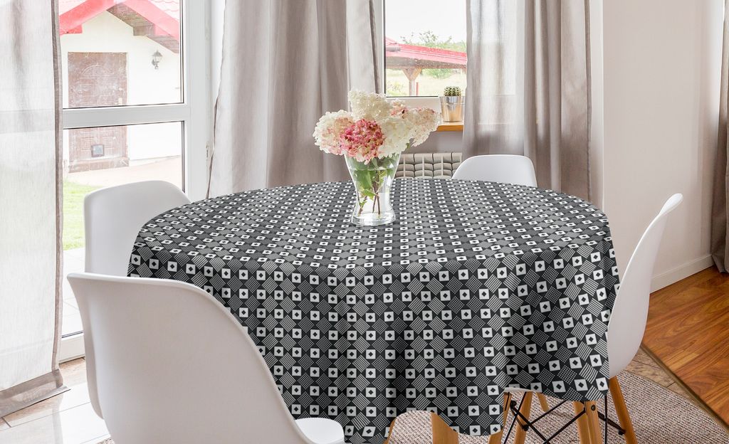 ABAKUHAUS Minimalistisch Runde Tischdecke, Geometrische Formen Forming, Kreis Tischdecke Abdeckung für Esszimmer Küche Dekoration, 150 cm, Dunkel...