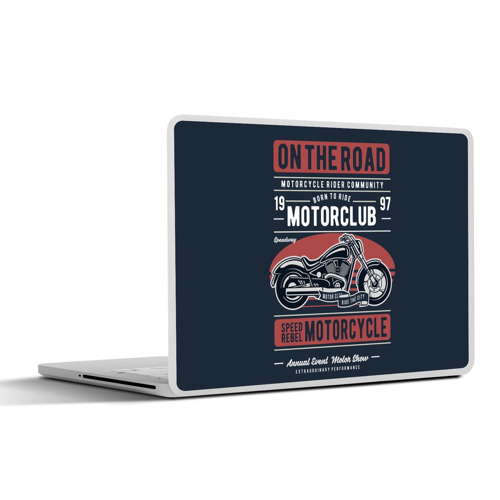 MuchoWow Laptop Aufkleber Sticker Cover Motorrad - Retro - Briefe - Zitat 36.5x27.5 cm - Laptop-Sticker