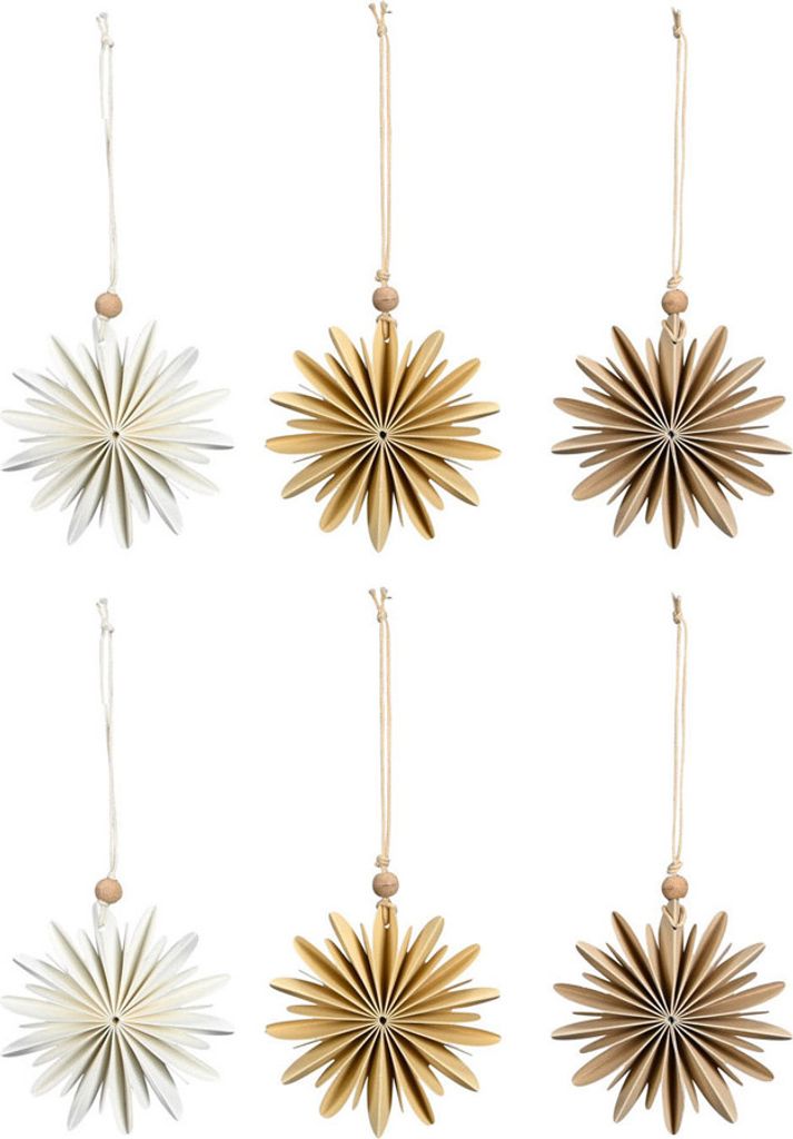 6tlg. Blume PAPER weiß braun Anhänger Papierblume H10cm (2x3 Farben)