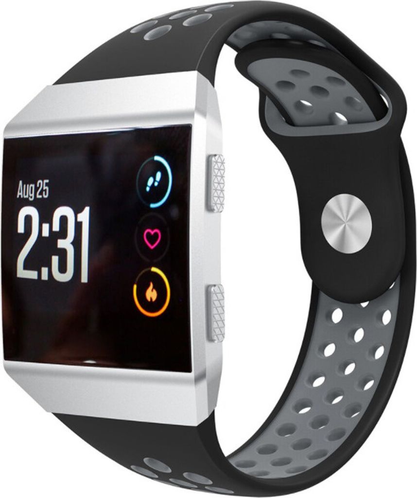 Strap-it Fitbit Ionic Sportarmband (Schwarz/Grau) - Große: M/L