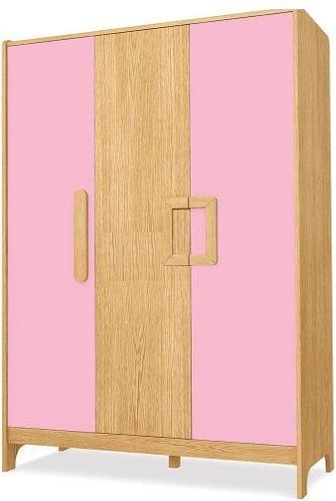 Timoore First Kleiderschrank 3 türig in 5 Farben : Pink Farbe: Pink
