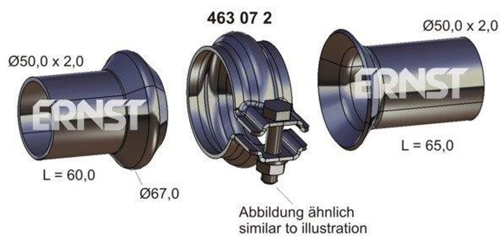 ERNST Reparatursatz Abgasrohr 463072 für OPEL Vivaro A Kastenwagen (X83) 50mm 67mm