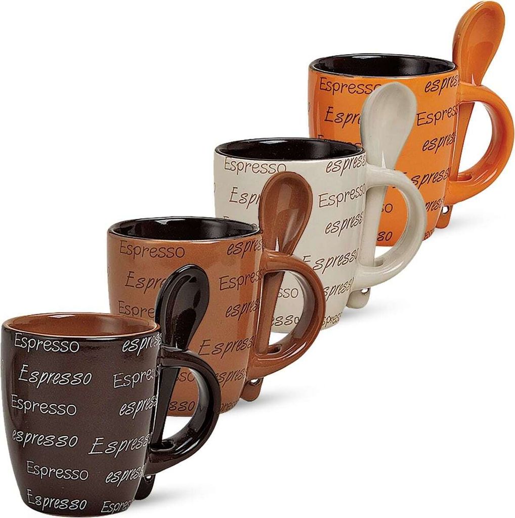 Moderne Keramik Espresso-Tassen 4er Set beige braun orange 50 ml