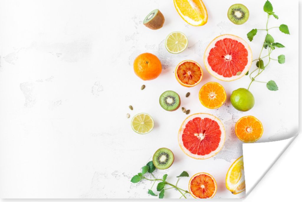 MuchoWow Poster Zitrusfrüchte - Regenbogen - Obst - Sommer - Gesund 90x60 cm - Schlafzimmer