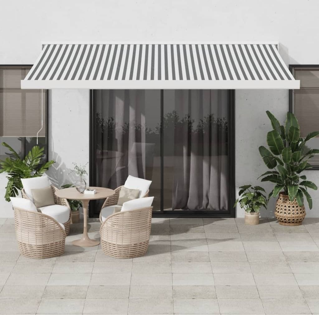 BEI CLORIS Markise Einziehbar Anthrazit und Weiß 4x3 m Stoff und Aluminium - Markisen Neu2366780 4parcel
