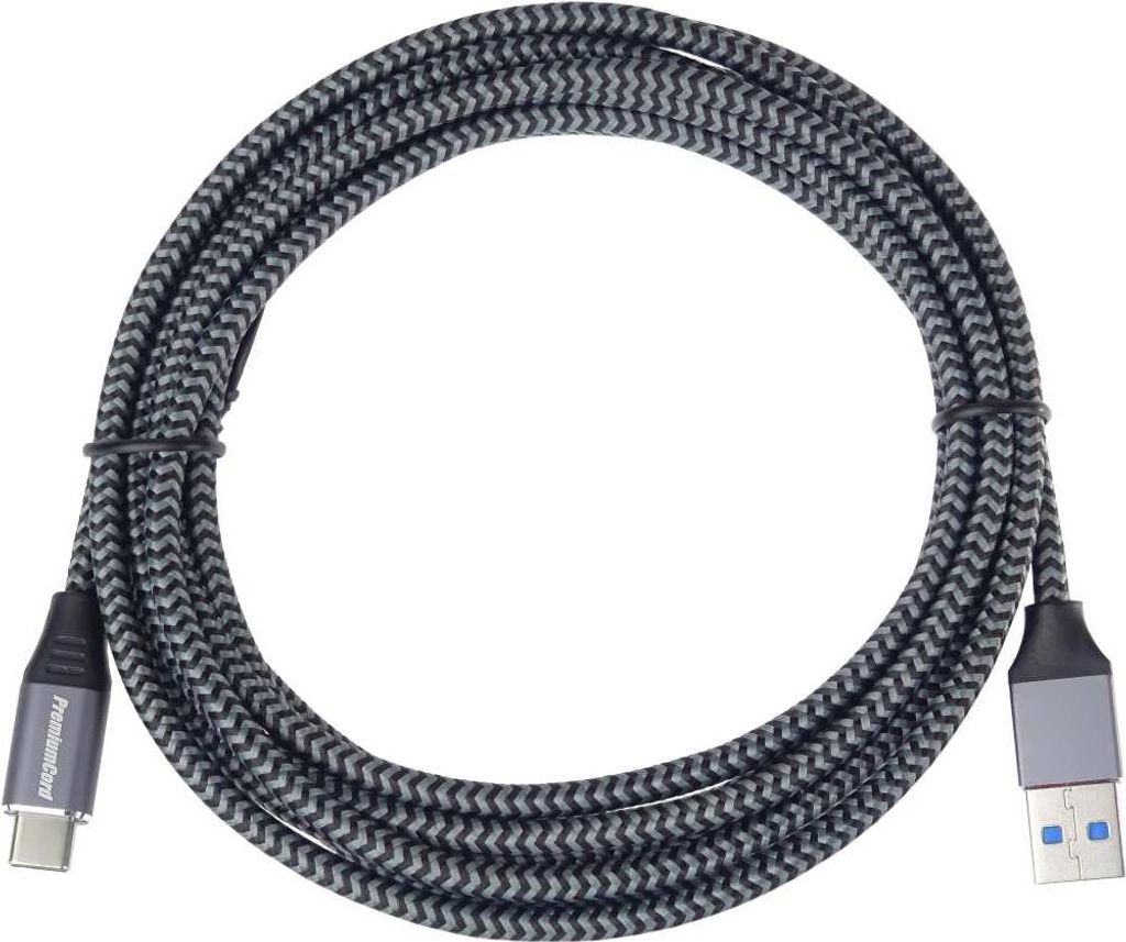PremiumCord USB-C - USB-A 3.0 Braided 1 m USB-Kabel