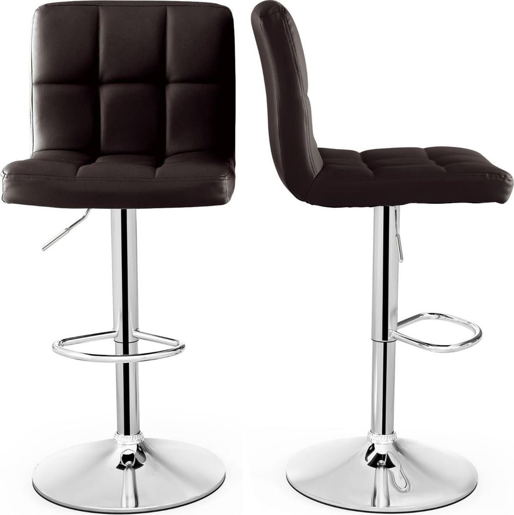 Verstellbare Drehhocker, 2er-Set, Kunstleder, Braun