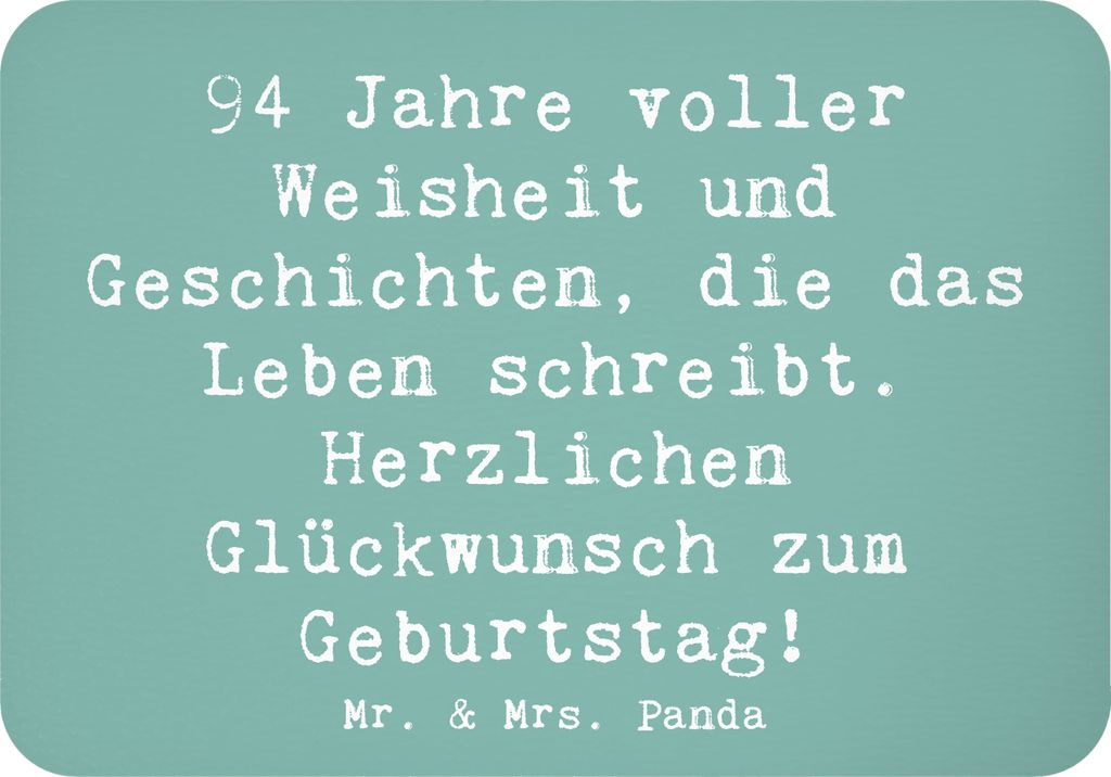 Mr. & Mrs. Panda Kühlschrankmagnet Spruch 94. Geburtstag - Meeresbrise - Geschenk, magnet, besondere Anlass, whiteboardmagnet, 94 Jahre, Geburtsta...