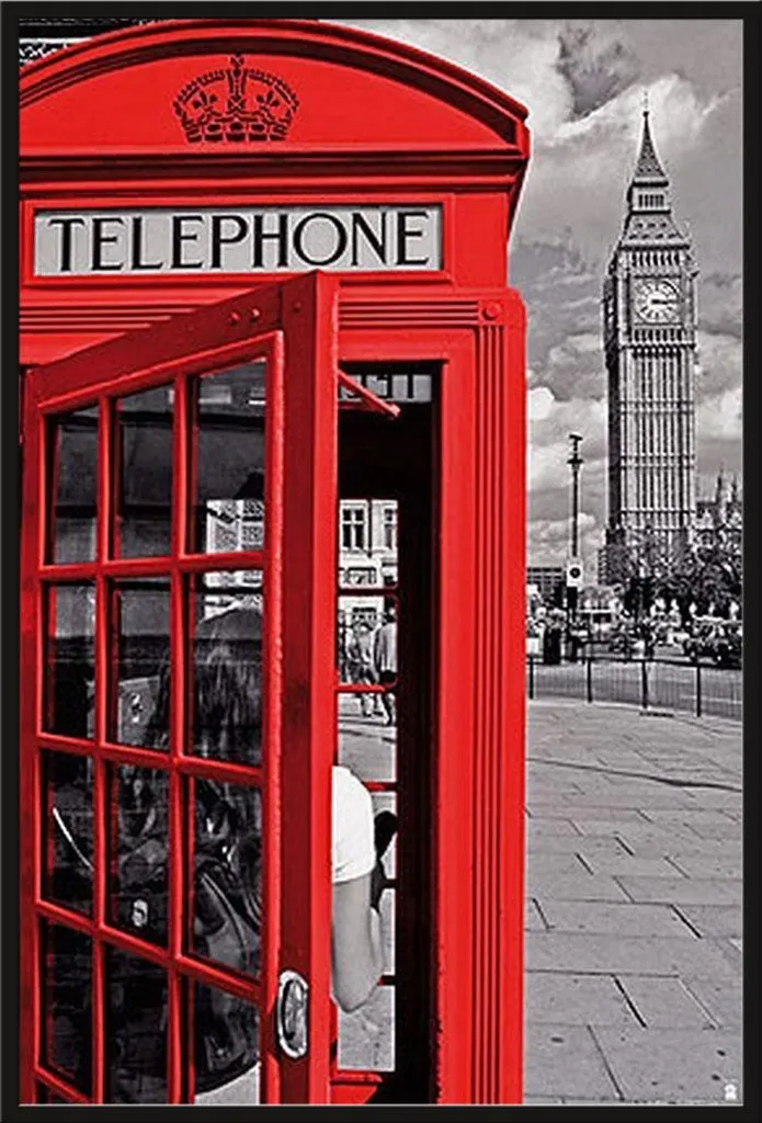Affiche Londres avec Cadre Noir Shinsuke et Vitre Acrylique Résistante