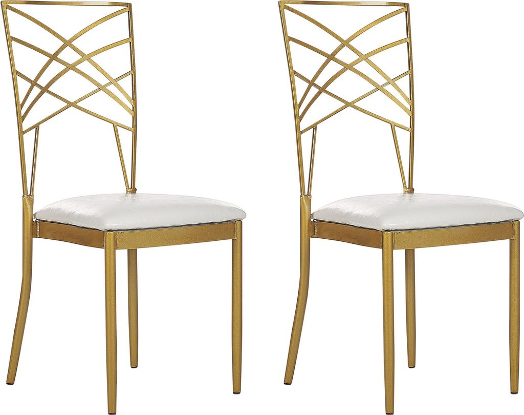 BELIANI Esszimmerstuhl 2er Set Gold u. Weiß Metall Elegant Modern Trendy