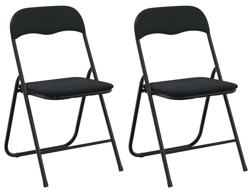 vidaXL Klappstuhl 2 pcs Schwarz 48 x 44 x 78 cm Samt
