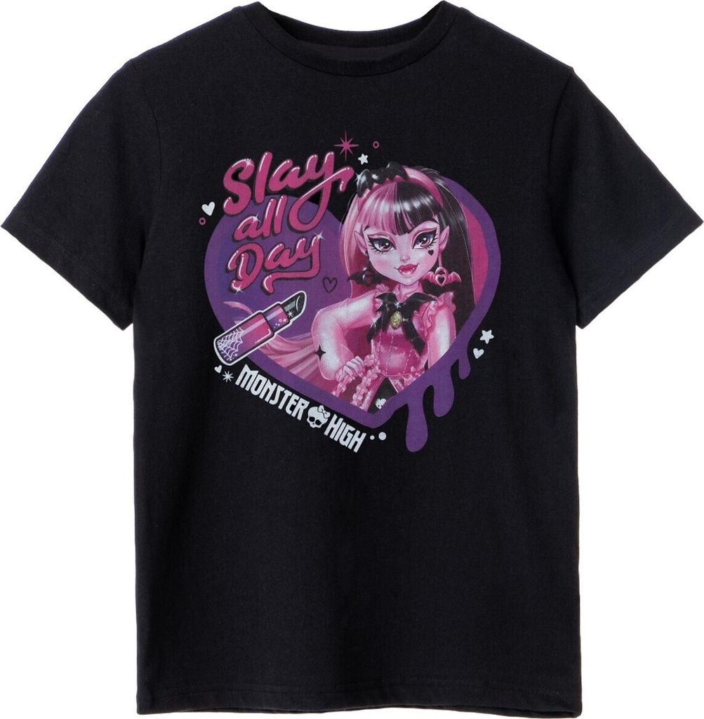 Monster High - "Slay All Day" T-Shirt für Mädchen NS7915 (128) (Schwarz)