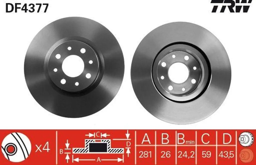 Disque de frein de remplacement pour Fiat Bravo et Alfa Mito TRW