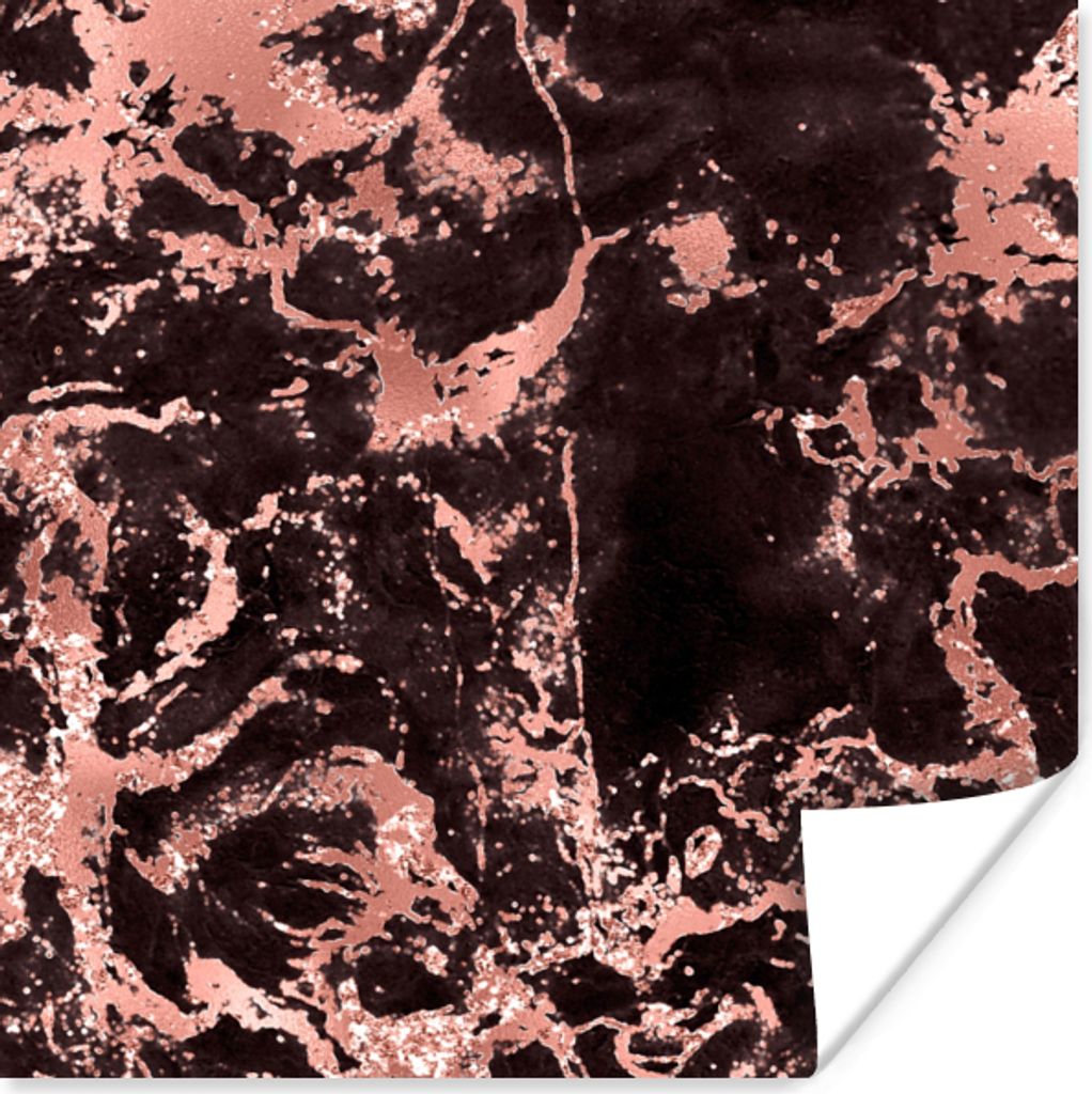 MuchoWow Poster Marmor - Roségold - Steine 50x50 cm - Wohnzimmerdekoration