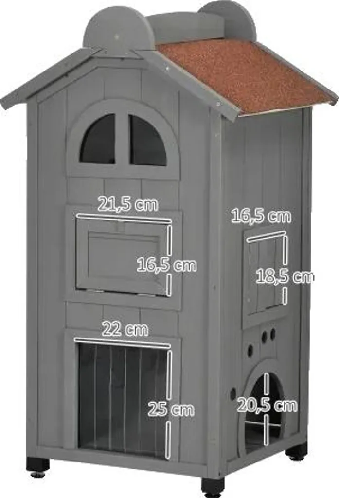 Maison pour chats en bois d'épicéa noir, niche style armoire moderne