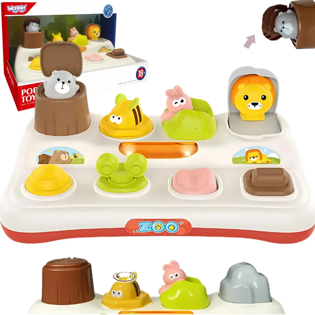 WOOPIE BABY Jouet Éducatif Pop Up Zoo Animals - Jeu de Cause à Effet