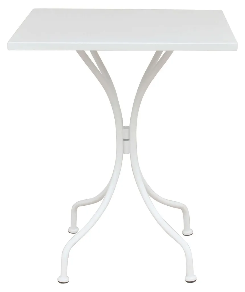 Petite Table Carrée de Jardin Blanche 60x60 cm pour Café et Repas en Duo