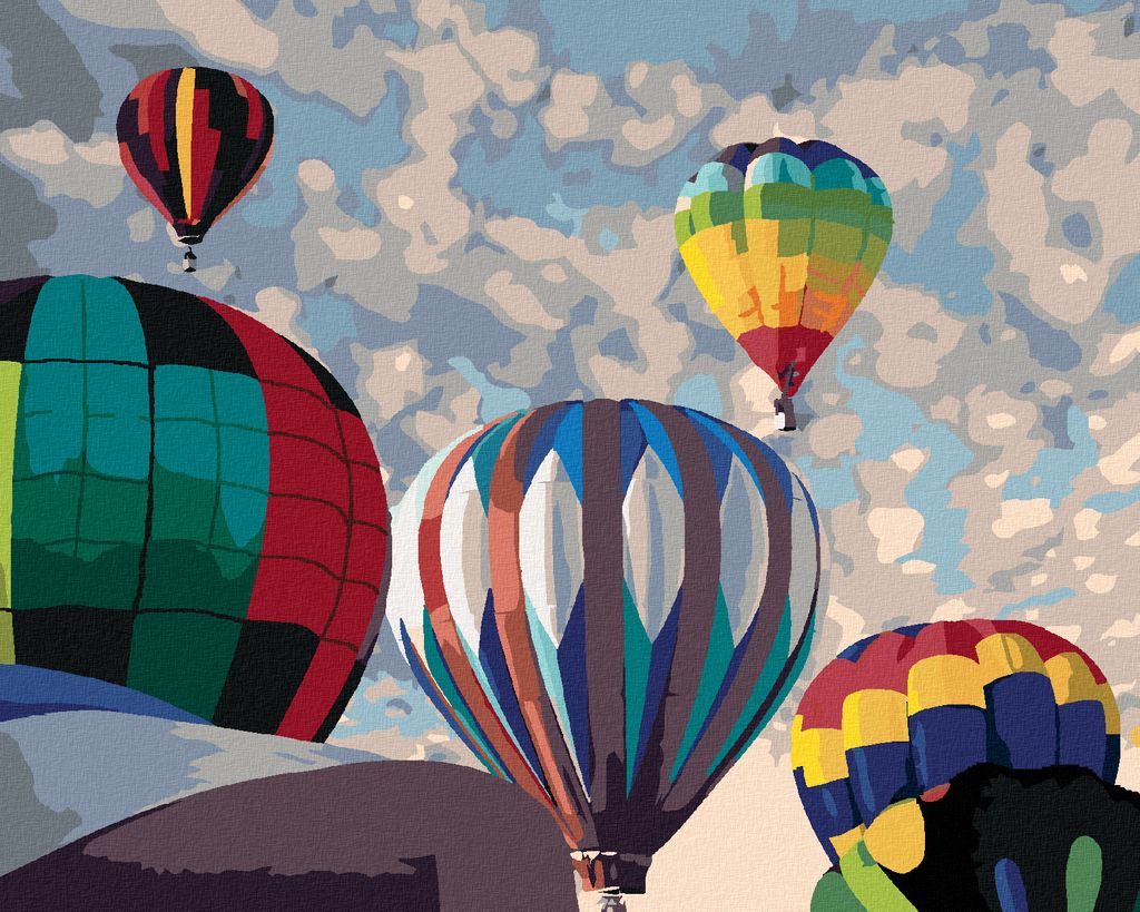 Zuty - Malen nach Zahlen - REGENBOGEN-HEISSLUFTBALLONS (DENNIS FRATES), 40x50 cm, ohne Keilrahmen