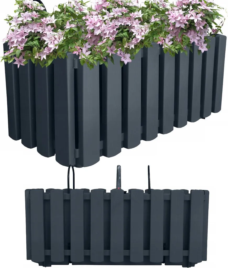 Bac à Fleurs pour Balcon 38cm avec Jauge d'Eau et Poignées Robustes