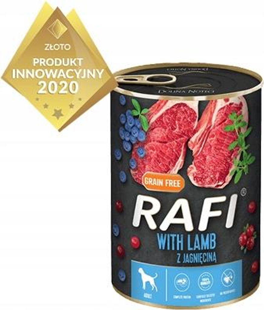 A can of dog food with a promotional award badge.