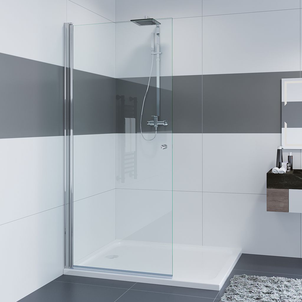 IMPTS Walk in Duschwand 90cm x 185cm Schwingtür Duschabtrennung Pendeltür Duschkabine Drehtür Duschtrennwand 6mm ESG Glaswand für Dushce