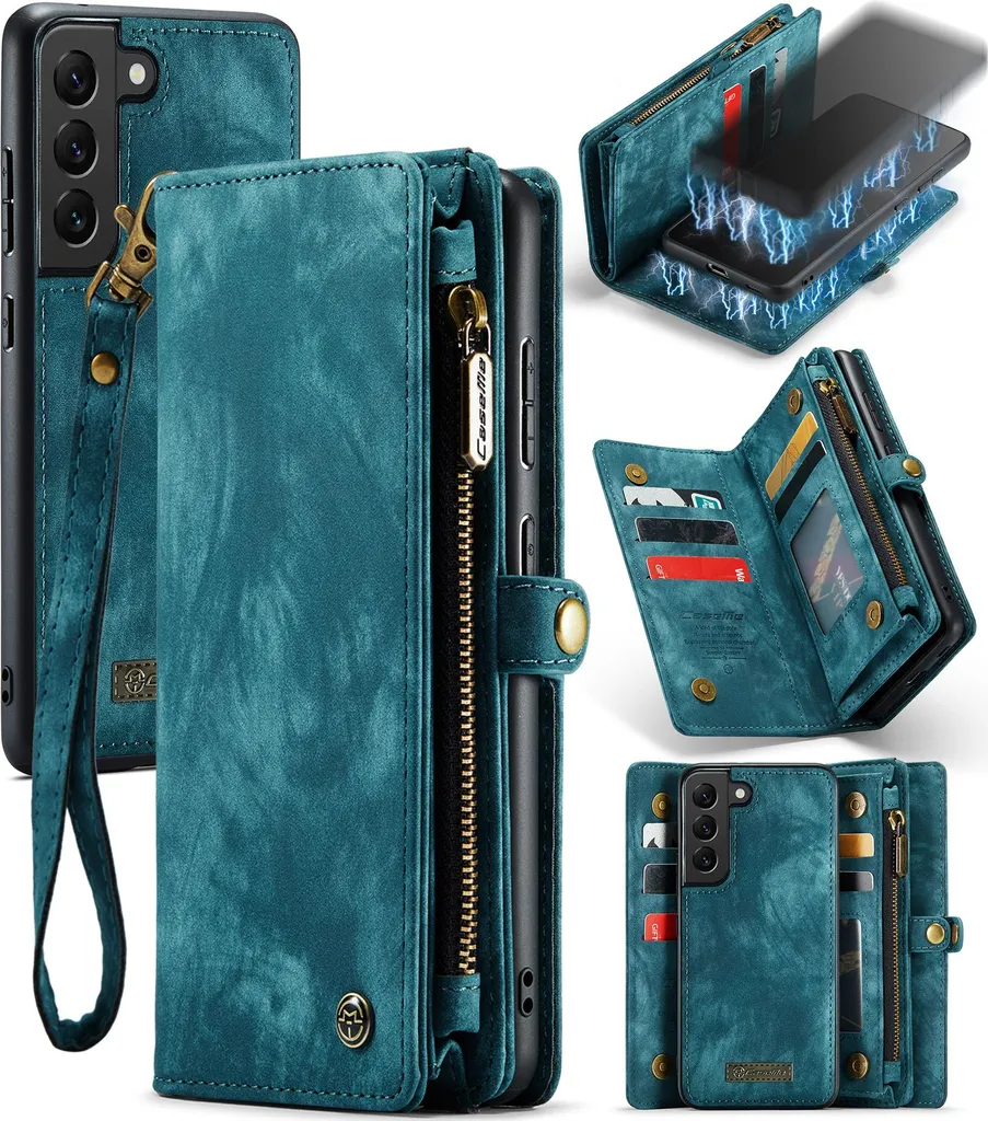 Custodia Samsung S22+ 5G Pelle Vintage Blu | Portafoglio Multifunzione
