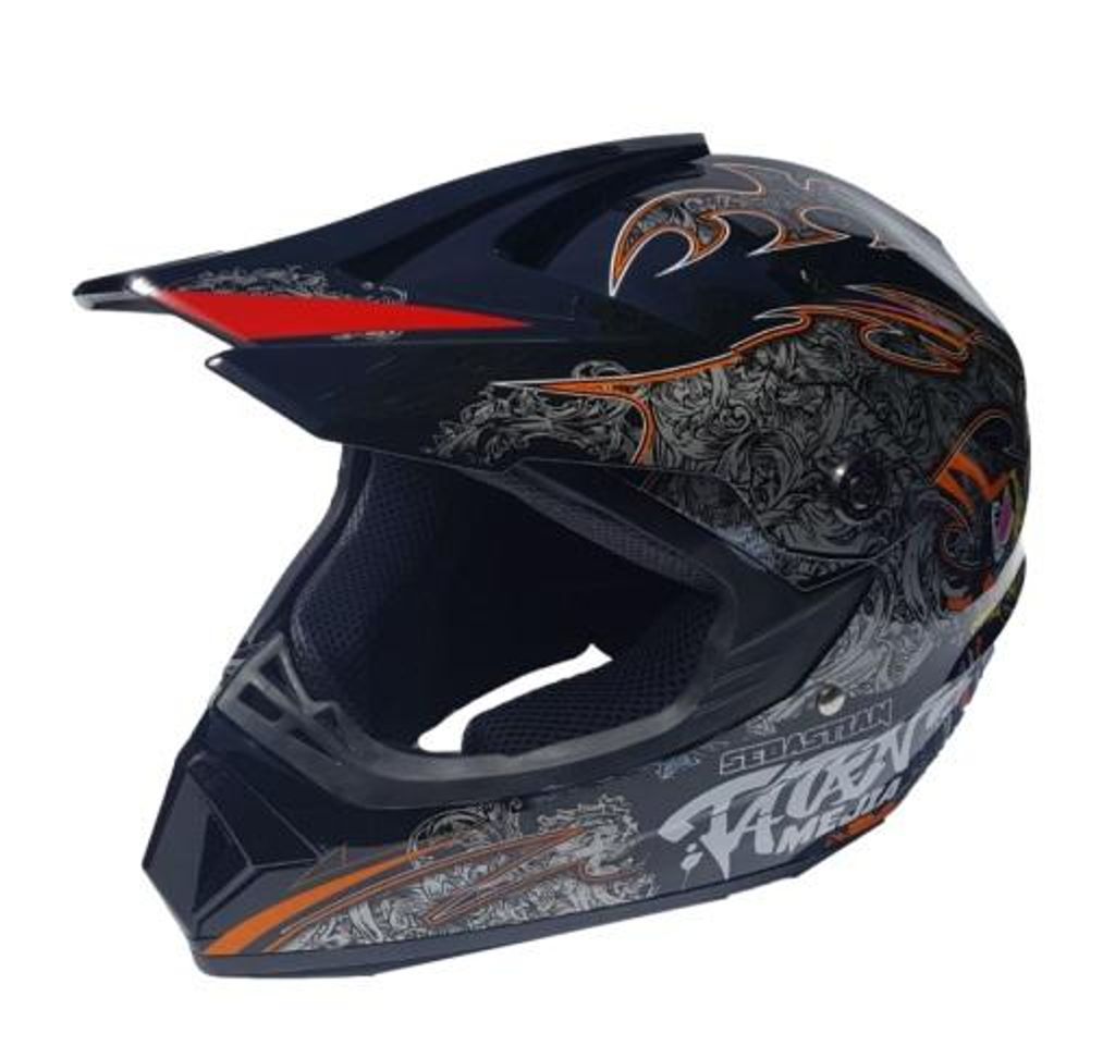 Crosshelm Helm Kinderhelm Motorradhelm Motocross Quad Mejia Schwarz Größe L