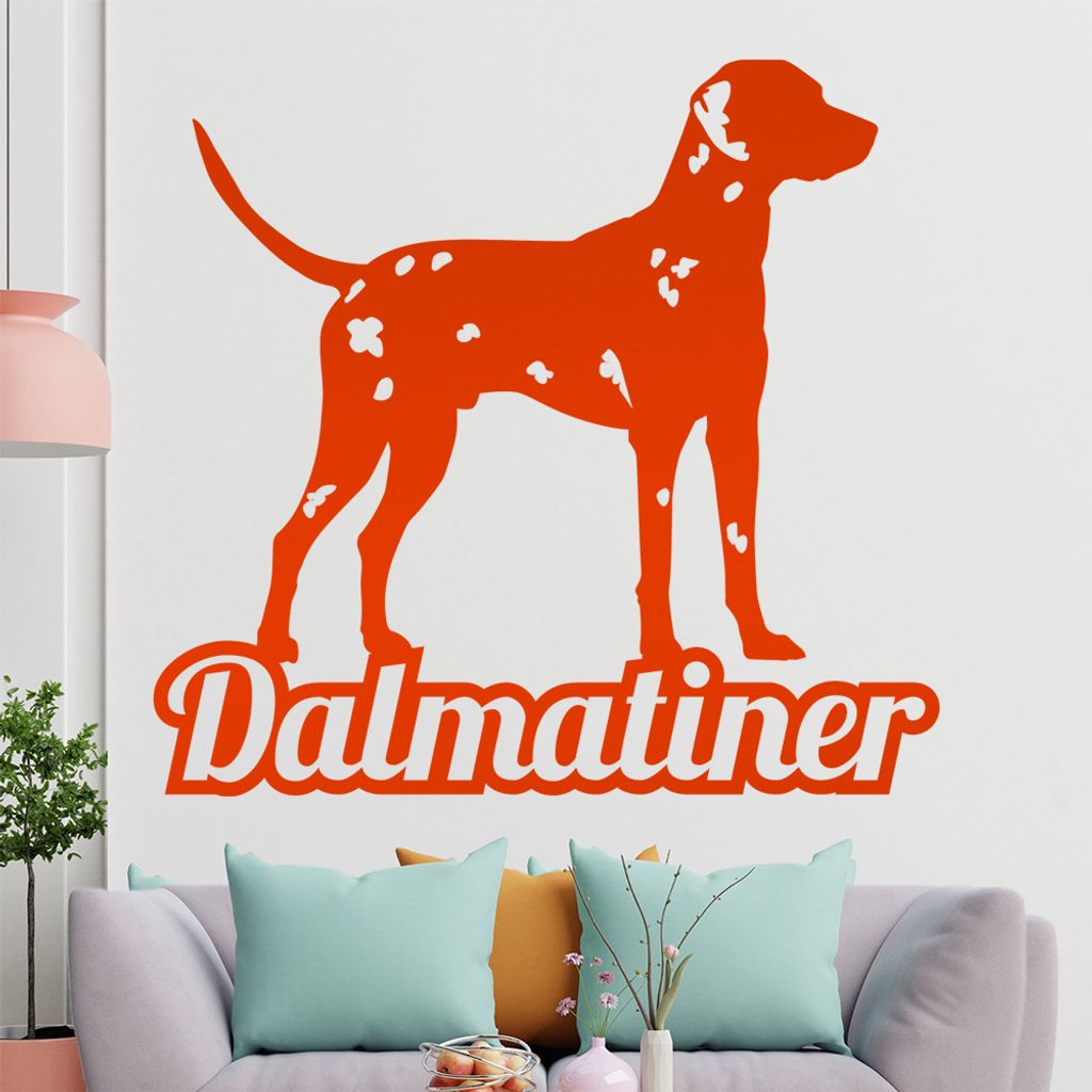 KIWISTAR Dalmatiner mit Name Silhouette Schrift Wandtattoo in 6 Größen - Wandaufkleber Wall Sticker - Dekoration, Küche, Wohnzimmer, Schlafzimme...