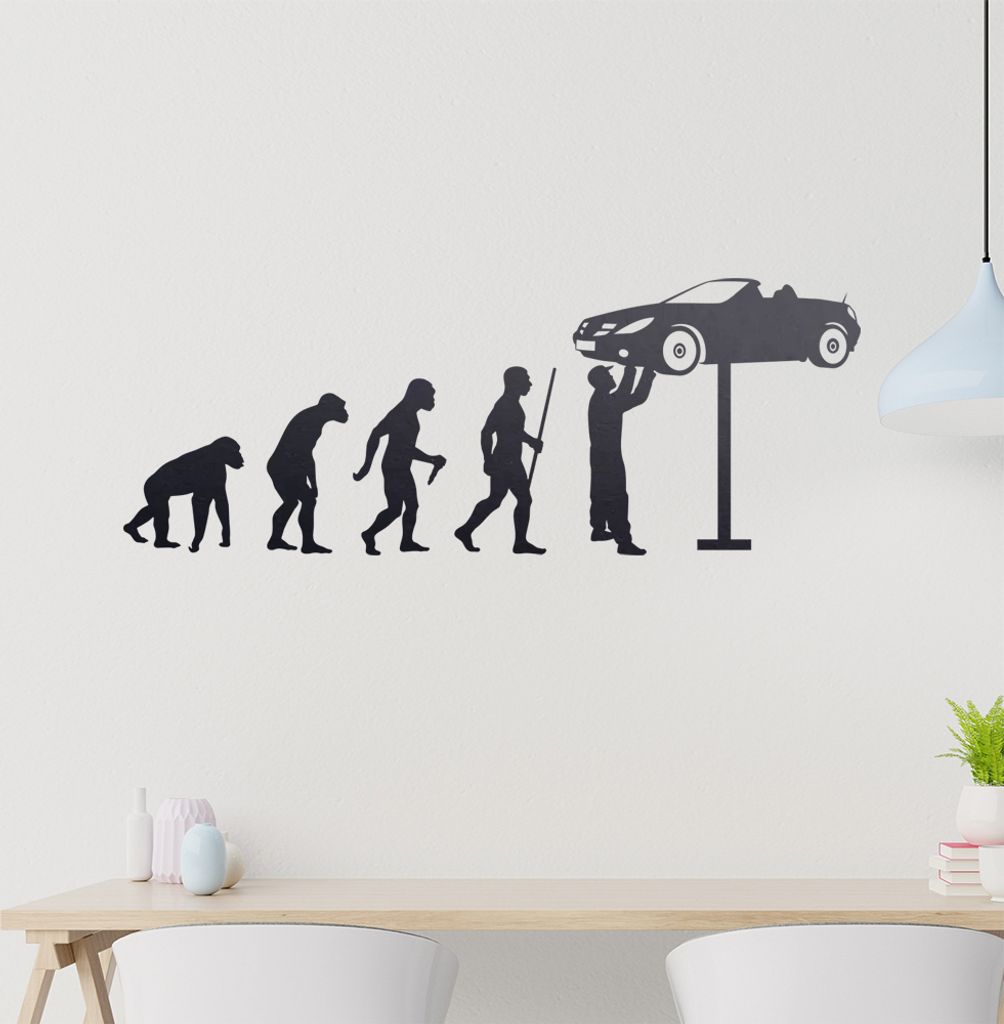 Automechaniker Evolution Wandtattoo Wandaufkleber Wall Sticker - Dekoration, Küche, Wohnzimmer, Schlafzimmer, Badezimmer
