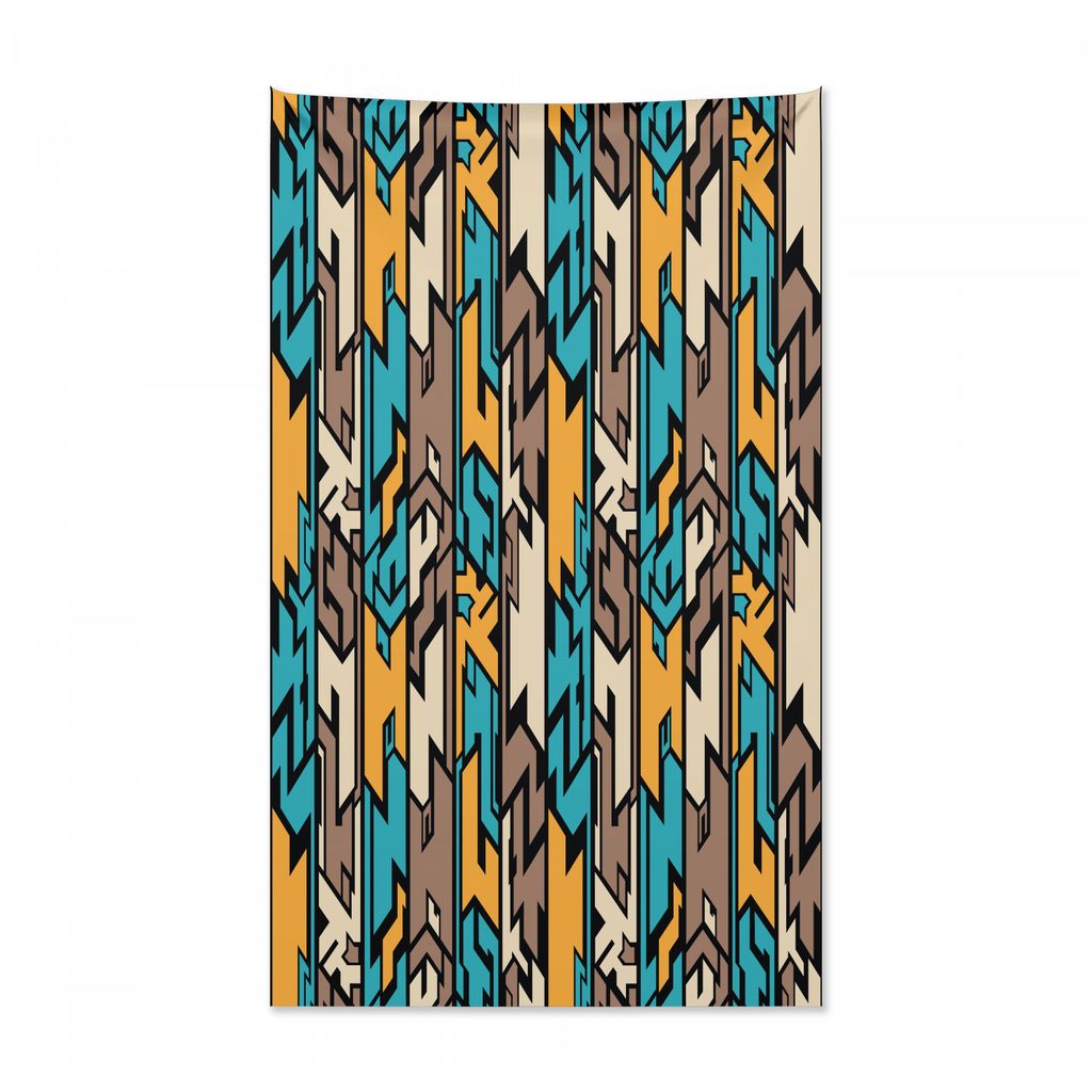 Abakuhaus Geometrisch Wandteppich und Tagesdecke, Cartoon-Stil Mosaik aus Weiches Mikrofaser Stoff Kein Verblassen Klare Farben Waschbar, 140 x 230...