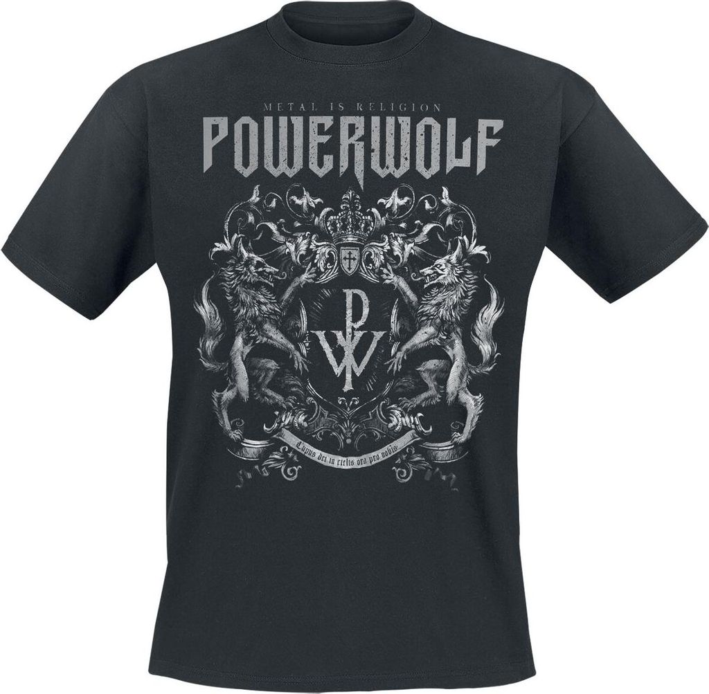 Powerwolf T-Shirt Herren Crest - Metal Is Religion - Heavyweight schwarz S