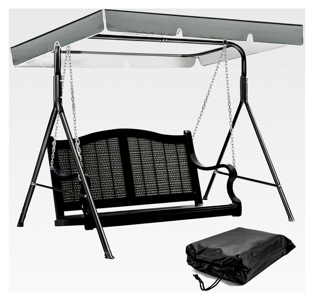 Dachbezug für Hollywoodschaukel, Ersatzdach für 3-Sitzer 210 x 145 cm, 420D Oxford-Stoff, wasserdicht, universelles Dach mit UV-Schutz (Grau)