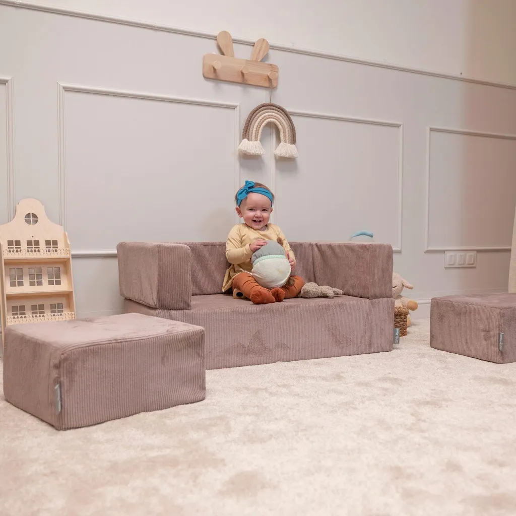 KiddyMoon Divano per Bambini in Schiuma Blu Scuro - Morbido e Versatile - 5