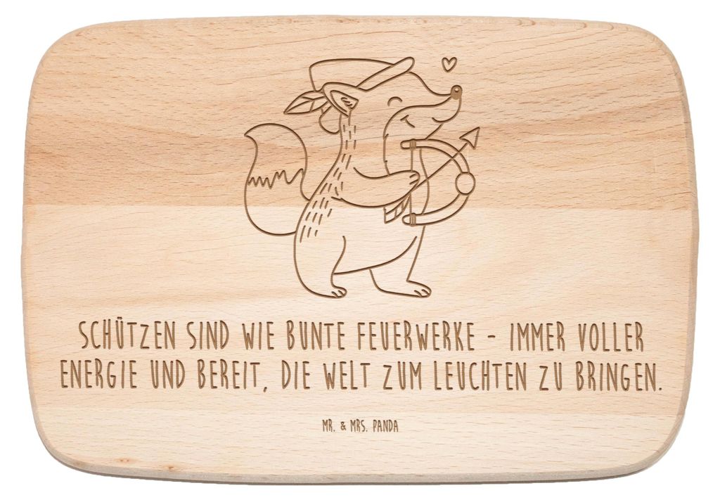 Mr. & Mrs. Panda Holz Schneidbrett Schütze Astrologie - Transparent - Geschenk, Holzbrett, Sternzeichen, Geburtstagsgeschenk, Schneidebrett, Tierk...