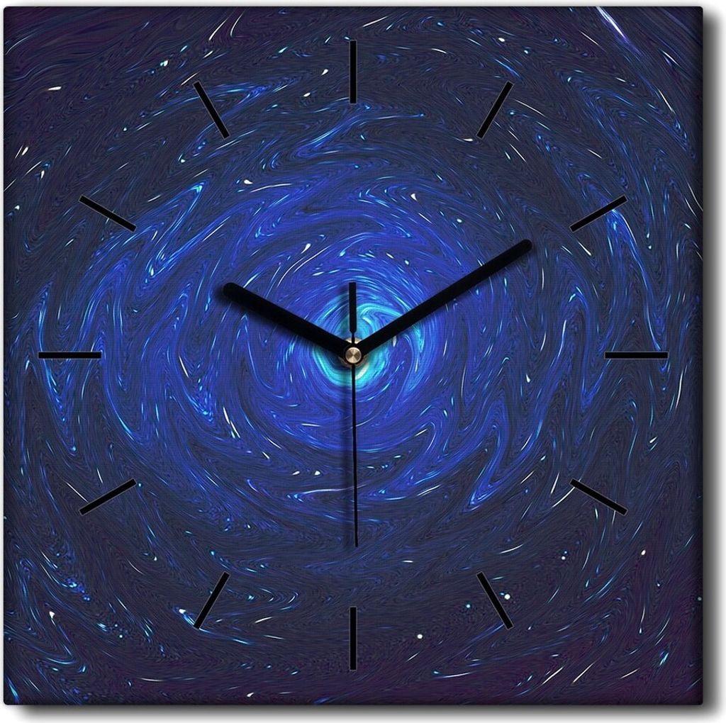 Coloray Uhr auf Leinwand 30x30 cm Wand Uhr Dekoration Wohnzimmer Segeltuch schwarze Hände -Aquarelle Kosmos.